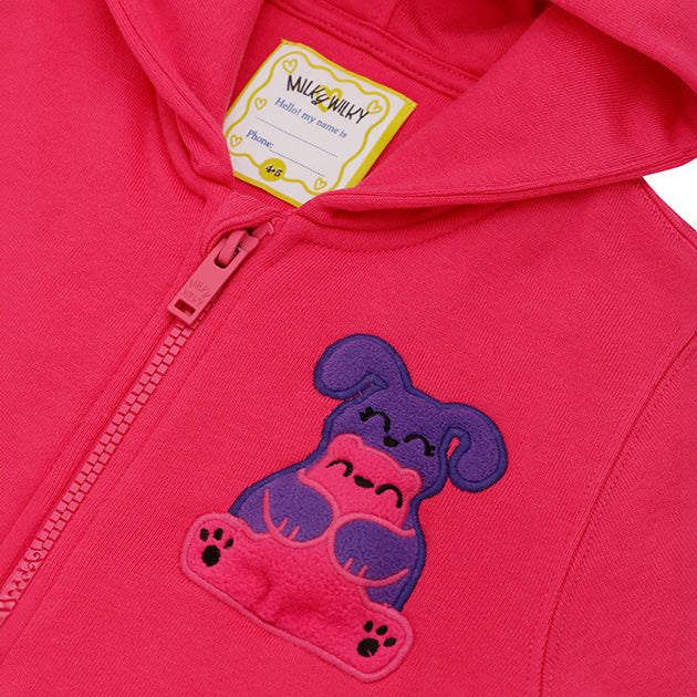 Ses Çıkaran Fuşya Fermuarlı Kapüşonlu SWEATSHIRT