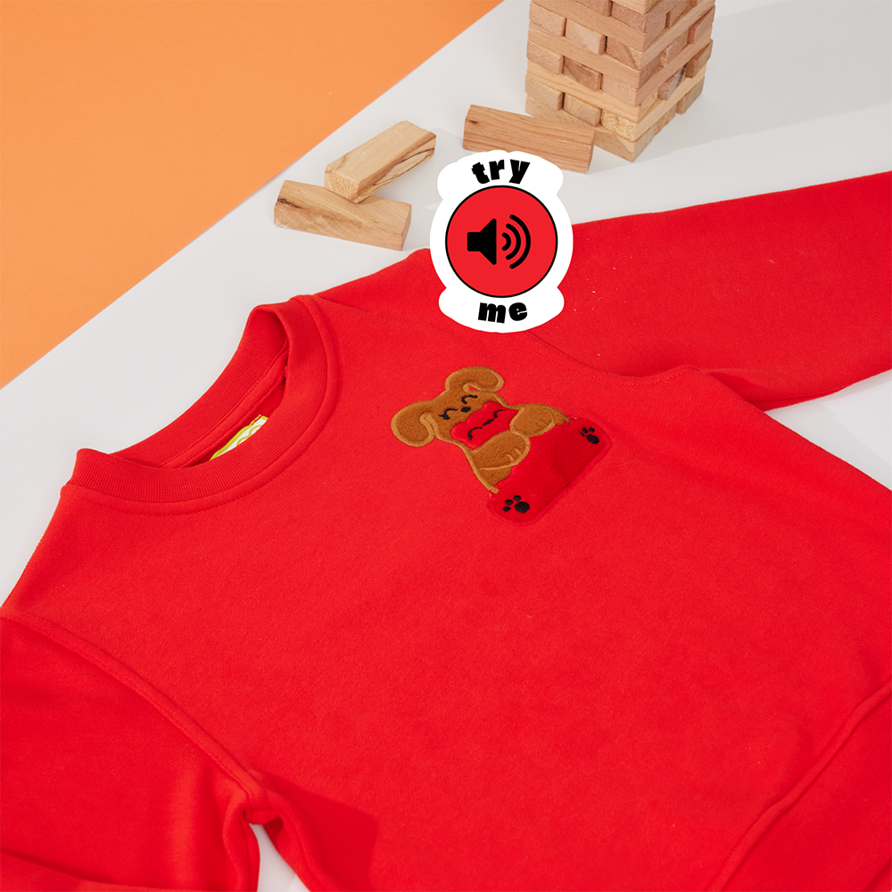 Ses Çıkaran Kırmızı Bisiklet Yaka SWEATSHIRT