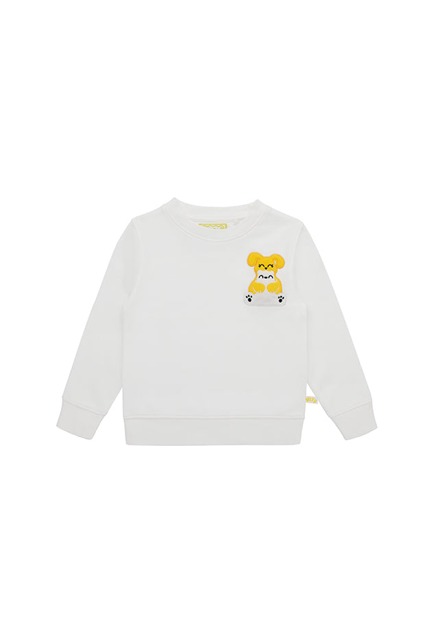 Ses Çıkaran Beyaz Bisiklet Yaka Sweatshirt