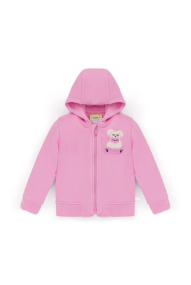 Ses Çıkaran Pembe Fermuarlı Kapüşonlu Sweatshirt