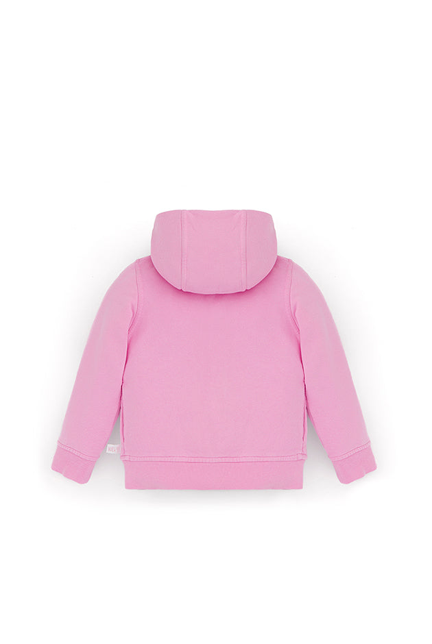 Ses Çıkaran Pembe Fermuarlı Kapüşonlu Sweatshirt