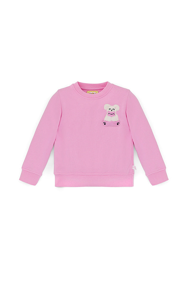 Ses Çıkaran Pembe Bisiklet Yaka Sweatshirt