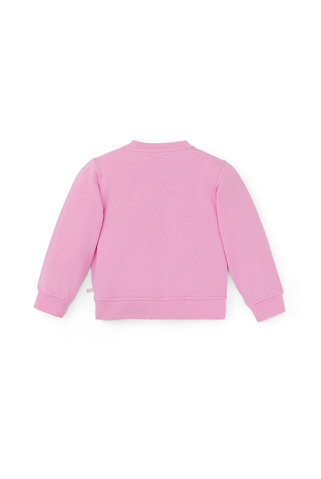 Ses Çıkaran Pembe Bisiklet Yaka Sweatshirt